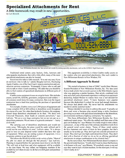Specialized Attachments For Rent - A Little Homework May Result in New Opportunities