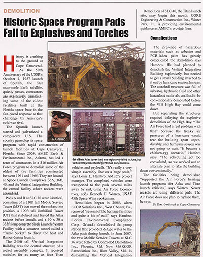 Historic Space Program Pads Fall to Explosives and Torches